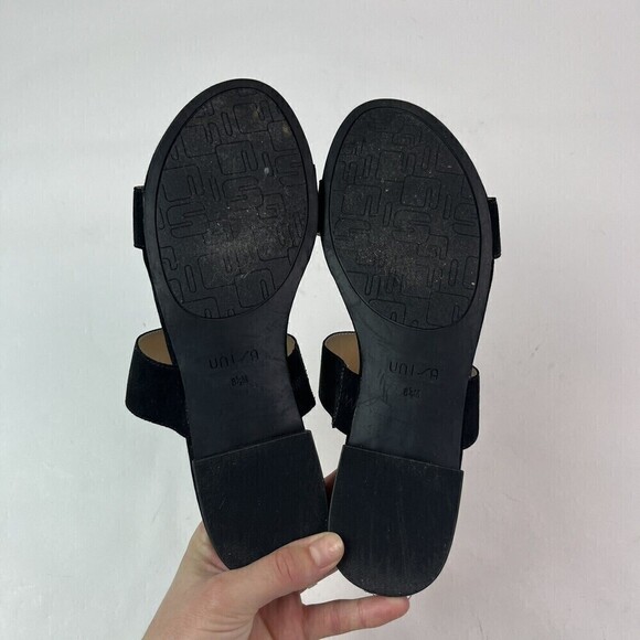 Unisa Strappy Sandal Slide sz 8.5 Black Low Block Heel Slip on - Picture 5 of 8